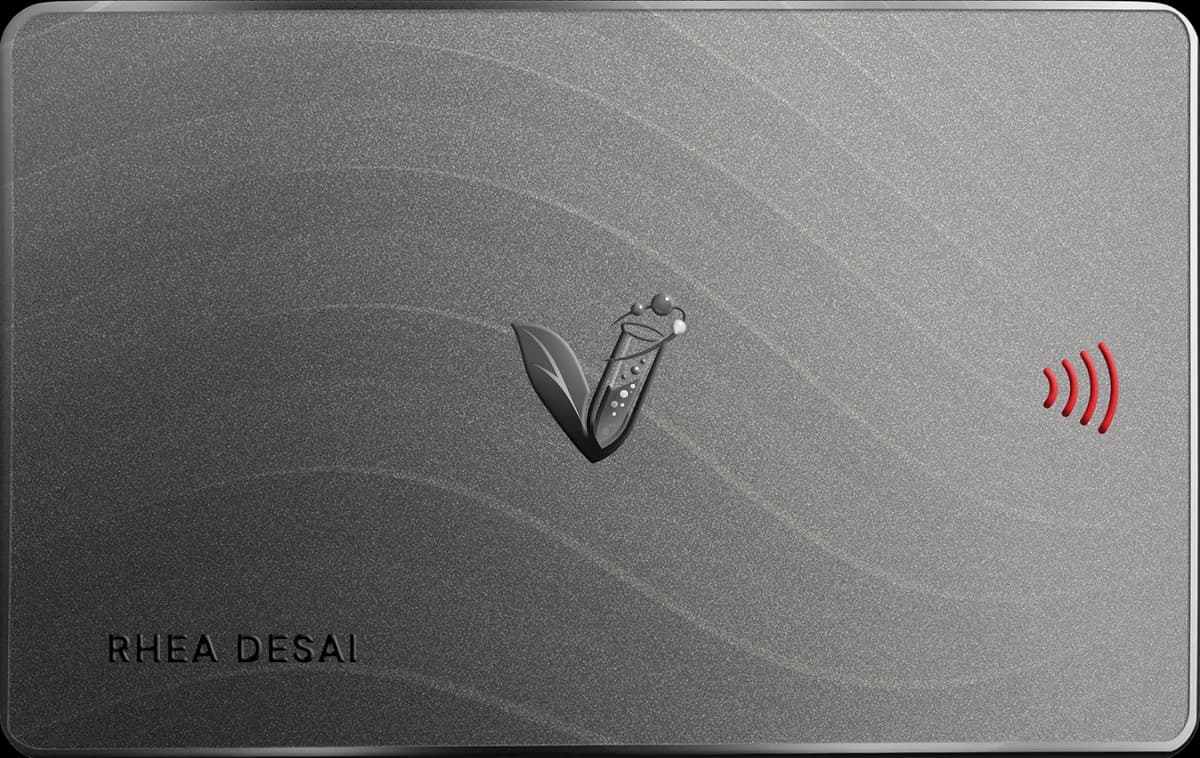 Rhea Desai’s Signature NFC card in brushed metal